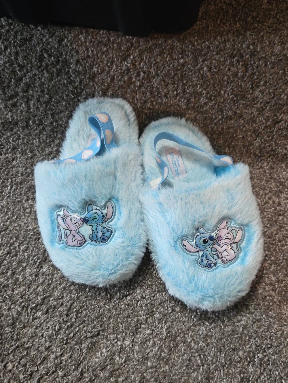 Disney Light Blue Stitch Plush Kids Slippers